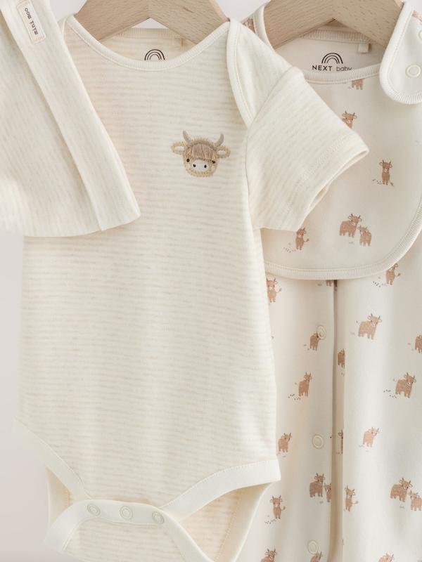 ست ۴ تکه سرهمی، بادی، کلاه و پیش‌بند نوزادی مدل همیش خنثی نکست | Next baby clothes