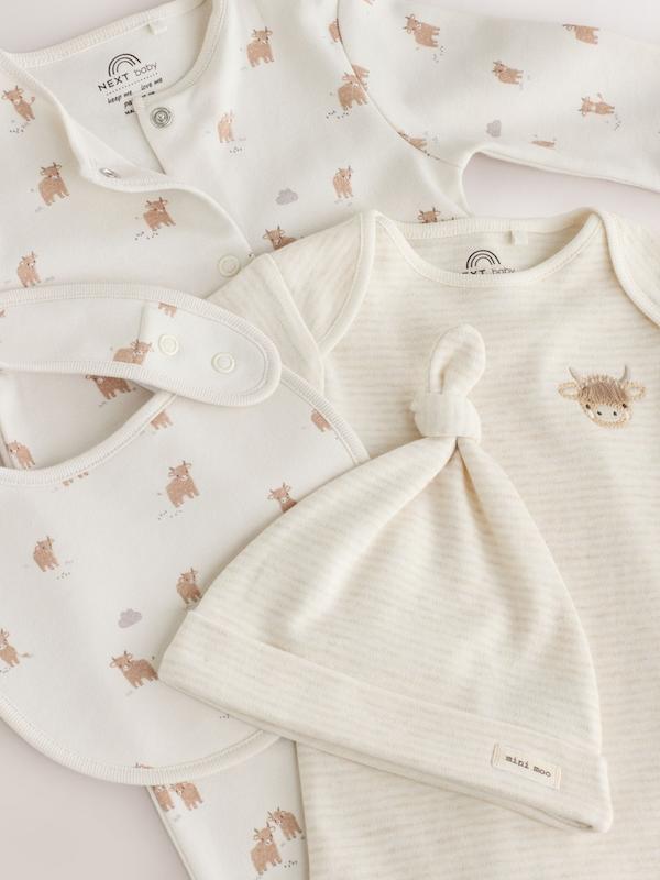ست ۴ تکه سرهمی، بادی، کلاه و پیش‌بند نوزادی مدل همیش خنثی نکست | Next baby clothes