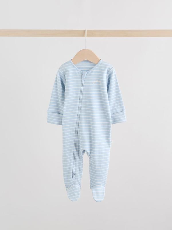 پک ۳ عددی سرهمی خواب زیپ‌دار دوطرفه آبی نکست | Next sleepsuits