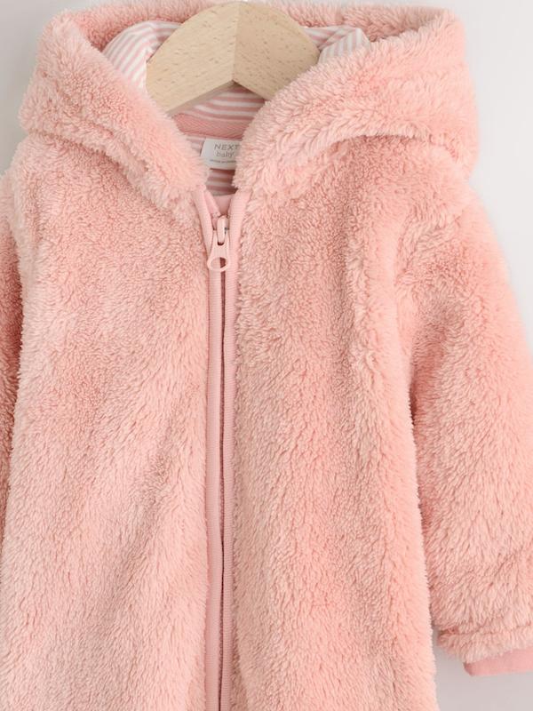 سرهمی پشمی نوزادی صورتی نکست | Next Pink Fleece Baby Pramsuit 