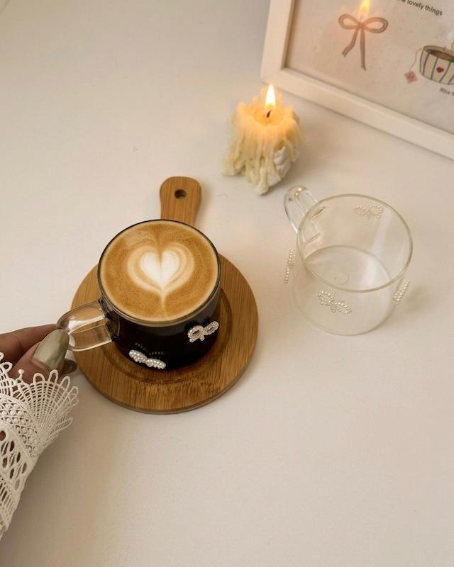 کاپ قهوه تک و دوبل پاپیون مرواریدی🥹🧸