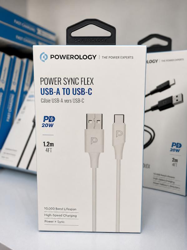 کابل شارژ تایپ سی پاورولوژی 1.2 متر Powerology Power Sync Flex PCAB015BK