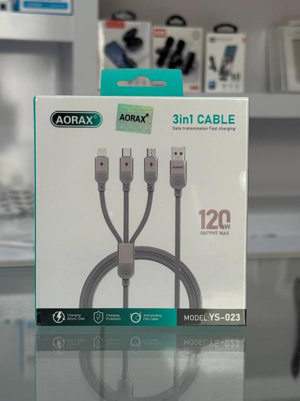 کابل شارژ چندکاره آوراکس (AORAX 4-in-1 Cable) — مدل YS-023 — توان ۱۲۰ وات