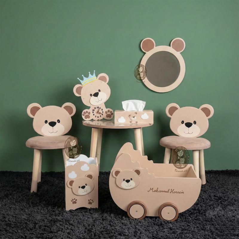 میز و صندلی چوبی کودک طرح تدی گالری فرانه