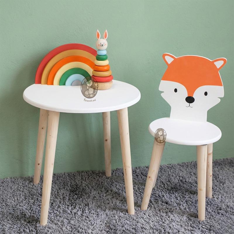 میز و صندلی چوبی کودک طرح روباه گالری فرانه