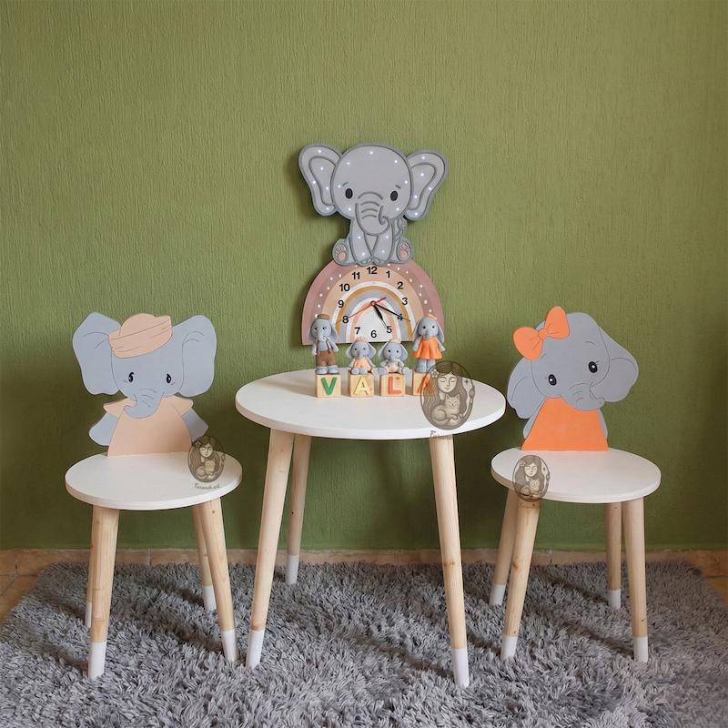 میز و صندلی چوبی کودک طرح فیل گالری فرانه