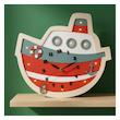 چراغ خواب و ساعت چوبی کودک طرح کشتی گالری فرانه