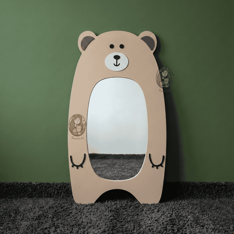 آینه قدی چوبی کودک طرح تدی گالری فرانه