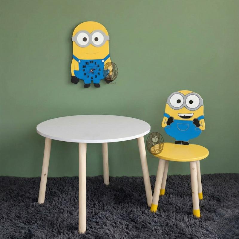 میز و صندلی چوبی کودک طرح مینیون گالری فرانه