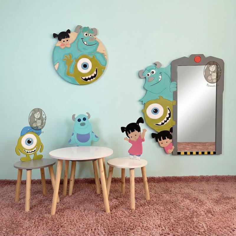 صندلی چوبی کودک طرح کمپانی هیولا گالری فرانه