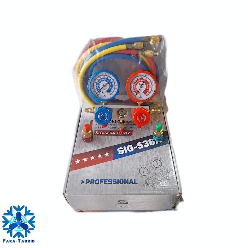 گیج فشار دوقلو سیگما به همراه با شلنگ و کوپلینگ
