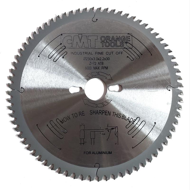 صفحه برش الماسه آلومینیوم و PVC بر سی ام تی (CMT) مدل 230x3x2.2x30x72T