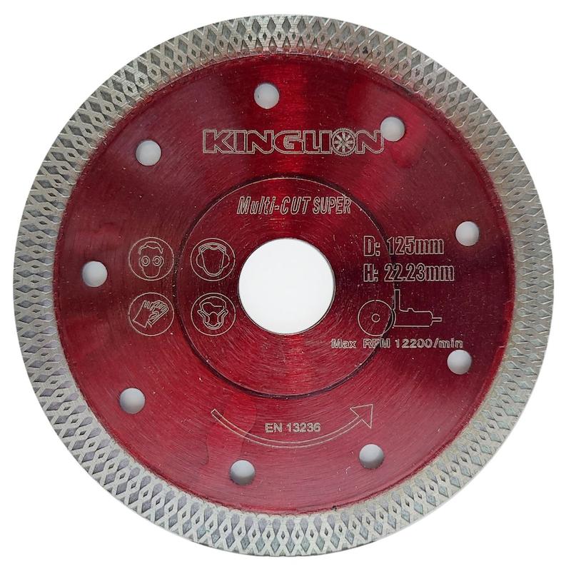 تیغه مینی فرز پرسلان ۱۲۵، صفحه برش ۱۲۵، دیسک الماسه کینگ لیون، تیغ اسلب بر، صفحه برش ۱۲۵ میلی‌متر، تیغ KINGLOIN، صفحه برش بدون لب‌پریدگی، سرامیک بر مینی فرز