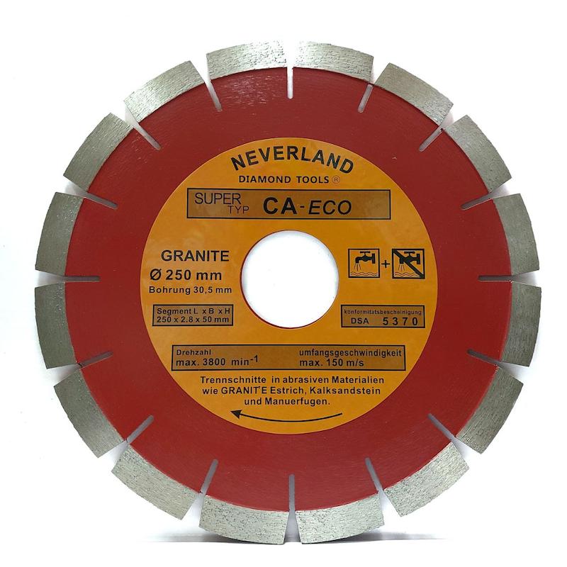 تیغه گرانیت بر ۲۵۰، صفحه برش آجر، دیسک الماسه نورلند، تیغ سگمنتی ۲۵۰، صفحه برش ۲۵۰ Neverland، سنگبری ۲۵۰