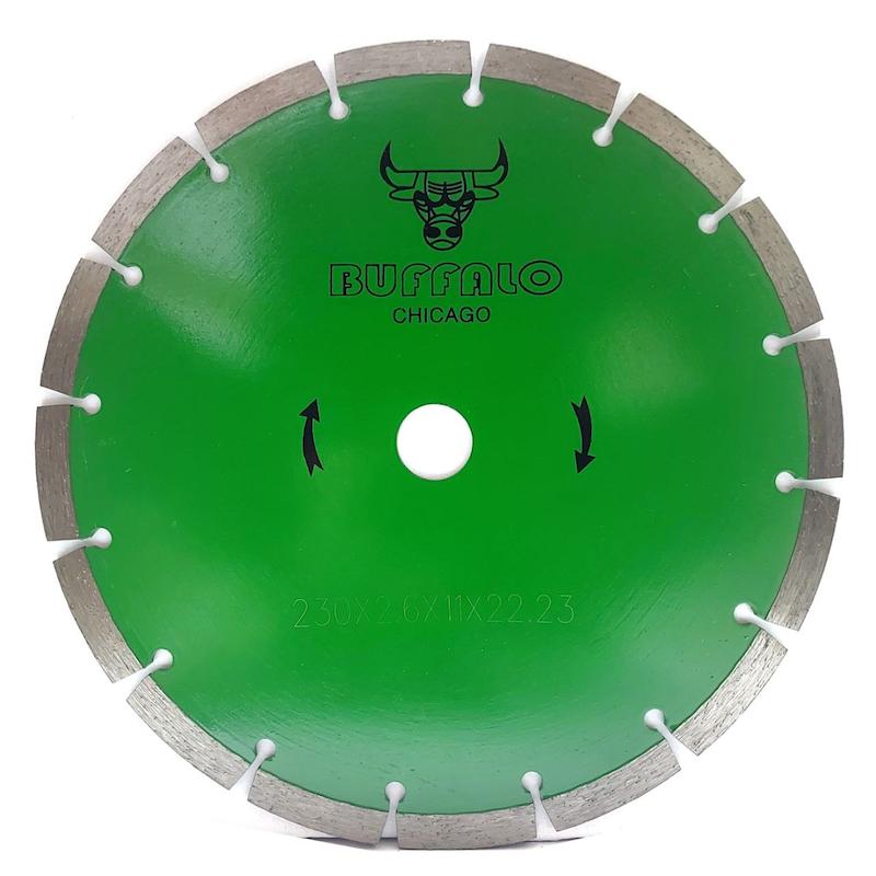 گرانیت بر ۲۳۰ بوفالو، تیغه الماسه چاکدار، BUFFALO، صفحه برش سنگ فرز ۲۳۰، برش گرانیت خشک، دیسک ۲۳۰ میلی‌متر