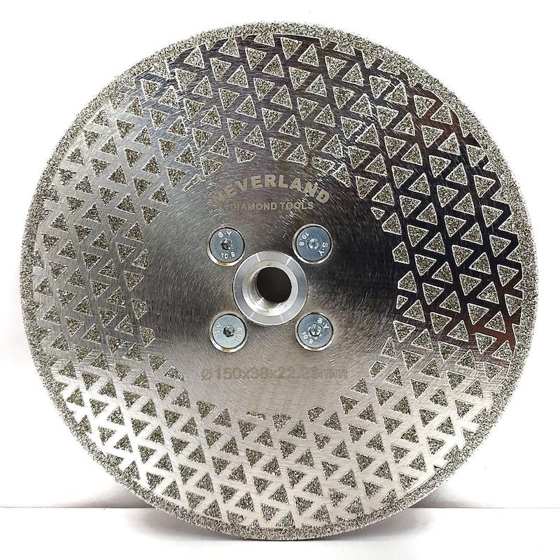 الکتروپلیت مثلثی ۱۵۰ نورلند، تیغه Neverland 150، صفحه برش سنگ نرم، دیسک ماربل بر، الکتروپلیت نقره‌ای