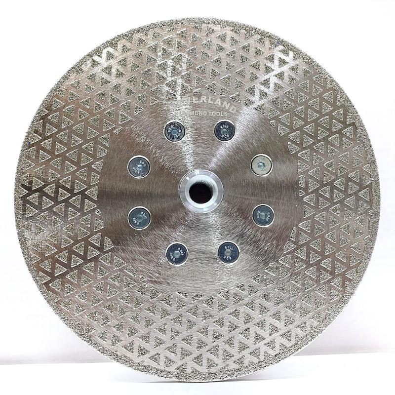 الکتروپلیت مثلثی ۱۸۰ نورلند، تیغه Neverland 180، صفحه برش مرمریت، دیسک سنگ‌بری ظریف، الماسه الکتروپلیت نقره‌ای