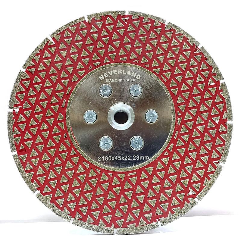 الکتروپلیت چاک‌دار ۱۸۰ نورلند، تیغه Neverland 180، صفحه برش مثلثی چاکدار، دیسک ماربل بر، الماسه الکتروپلیت