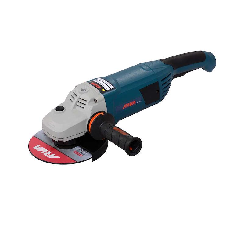 فرز آهنگری ۲۳۰۰ وات، فرز آروا ۵۵۰۲، سنگ فرز صنعتی ۱۸۰ میلی‌متر، خرید فرز آهنگری آروا، قیمت فرز با توان ۲۳۰۰ وات، فرز با آرمیچر نخ‌بندی شده، بلبرینگ ضد غبار، کلید الکترونیکی، فرز صنعتی دسته ارگونومیک، برش فلزات، ساب فلزات، فرز با کابل VDE، قفل اسپیندل، Arva 5502 Angle Grinder.