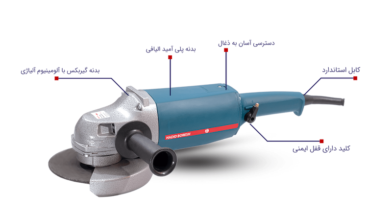 فرز آهنگری HB31، فرز 2400 وات آهنگری، فرز 180 میلی‌متری صنعتی، خرید فرز با ولتاژ متنوع، فرز جوشکاری 8500 دور، فرز آهنگری 5.8 کیلوگرمی، ابزار کاسپین، فرز حدید برش مقاوم.