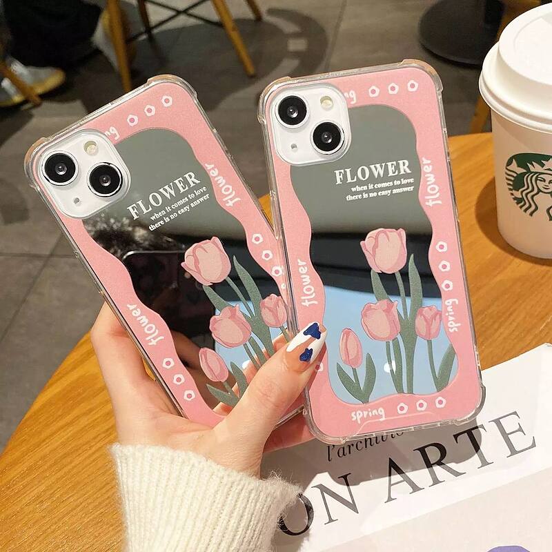 قاب گل لاله آینه ای مدل Flower Mirror Case