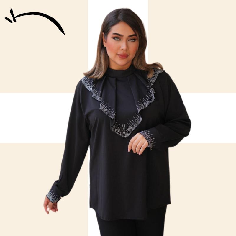 شومیز مدل باران یقه مثلثی٫ پارچه الیزه 