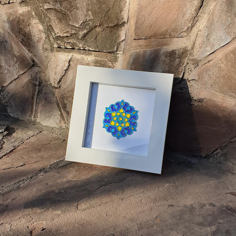 تابلو تزئینی ویترای ماندلا فیروزه