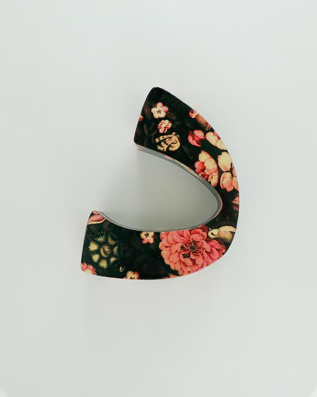 حرف د تزئینی طرح گل و مرغ