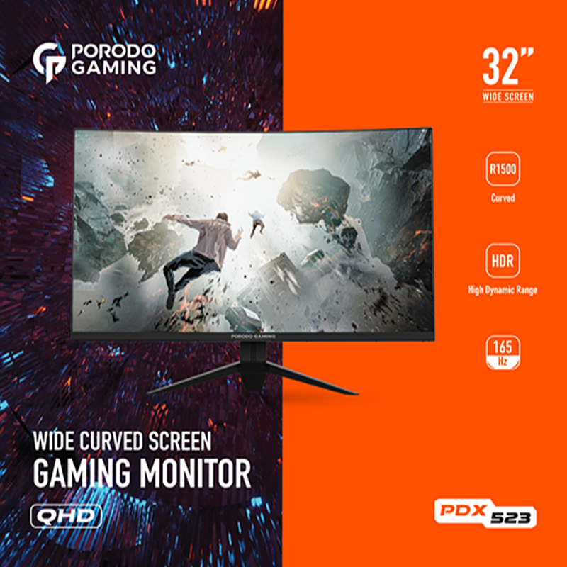 مانیتور گیمینگ منحنی 32 اینچی پرودو مدل Porodo Gaming Wide-Curved Monitor 32 PDX523