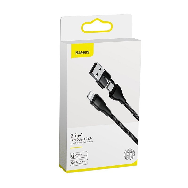 کابل دوکاره لایتنینگ به تایپ سی و Baseus USB 
