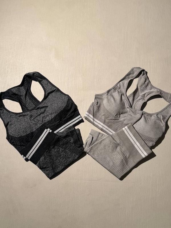 ست نیمتنه و شلوارک با ۲ رنگ طوسی روشن و تیره