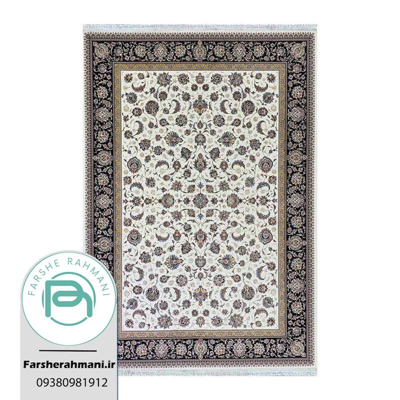 فرش ماشینی 1200 شانه ابریشم گونه رستا کد 12862 کرم 