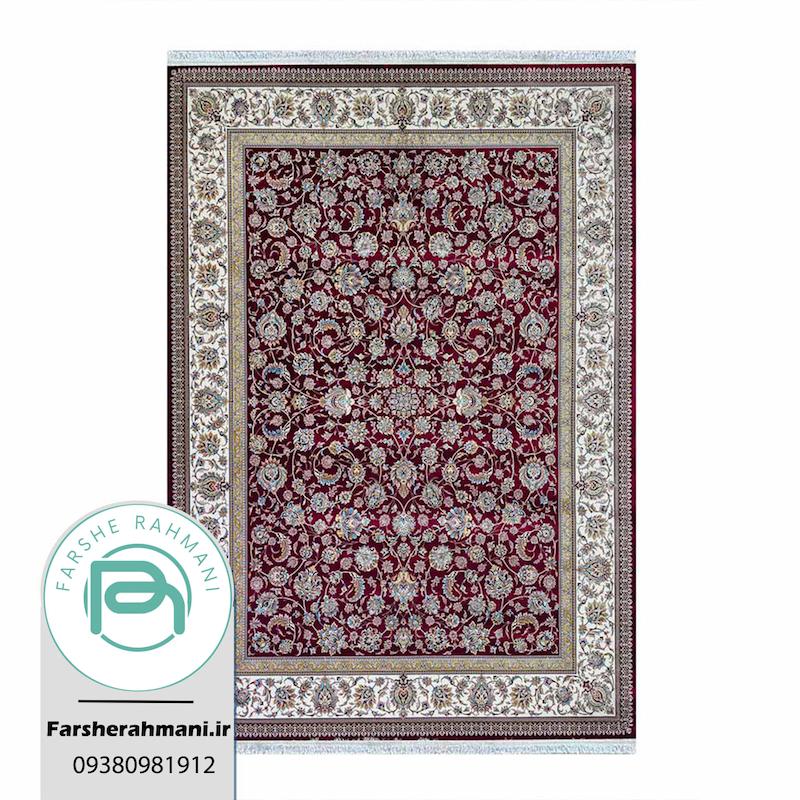 فرش ماشینی 1200 شانه ابریشم گونه رستا کد 12862 لاکی