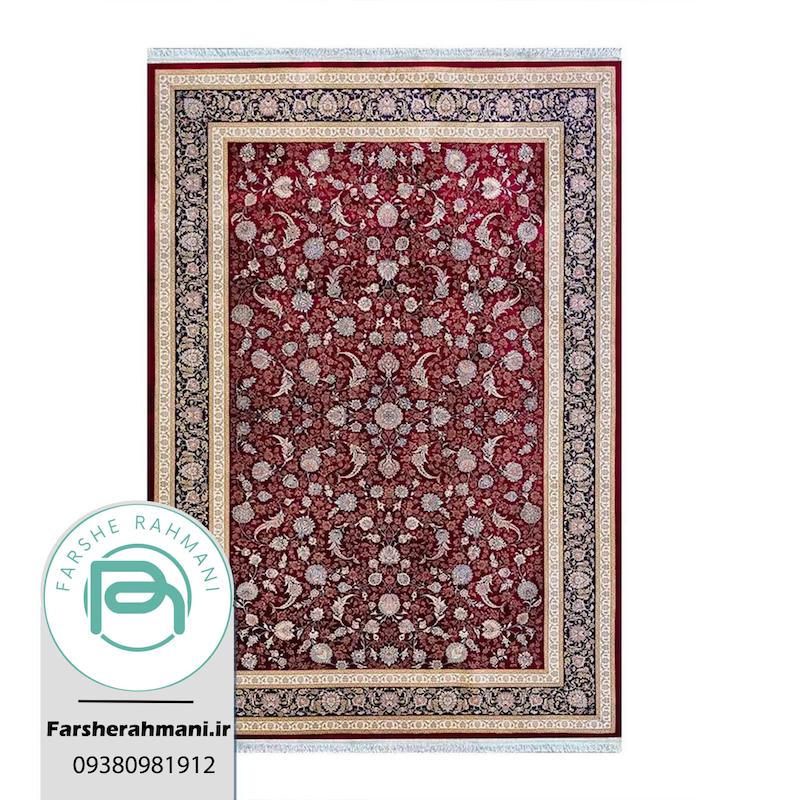 فرش ماشینی 1200 شانه ابریشم گونه رستا کد 12820 لاکی