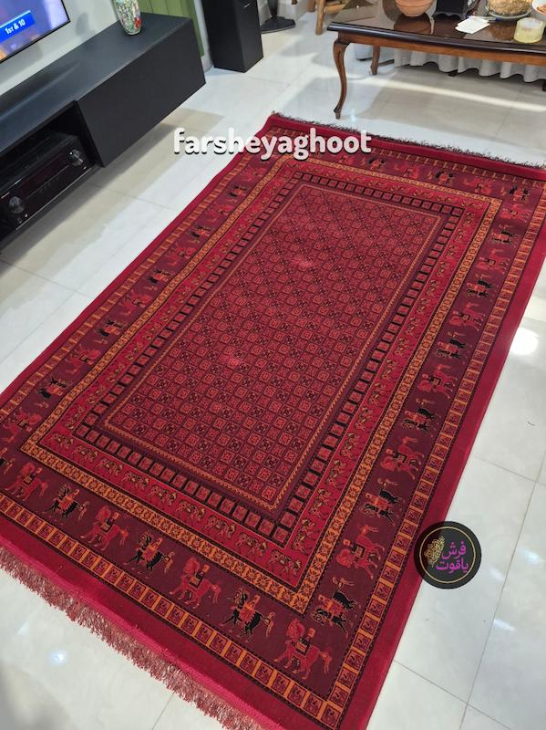 فرش ماشینی هیوا 700 شانه بلوچ 221 لاکی    