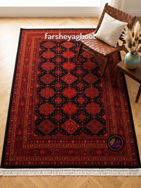 فرش ماشینی هیوا 700 شانه بلوچ 207 سرمه ای       