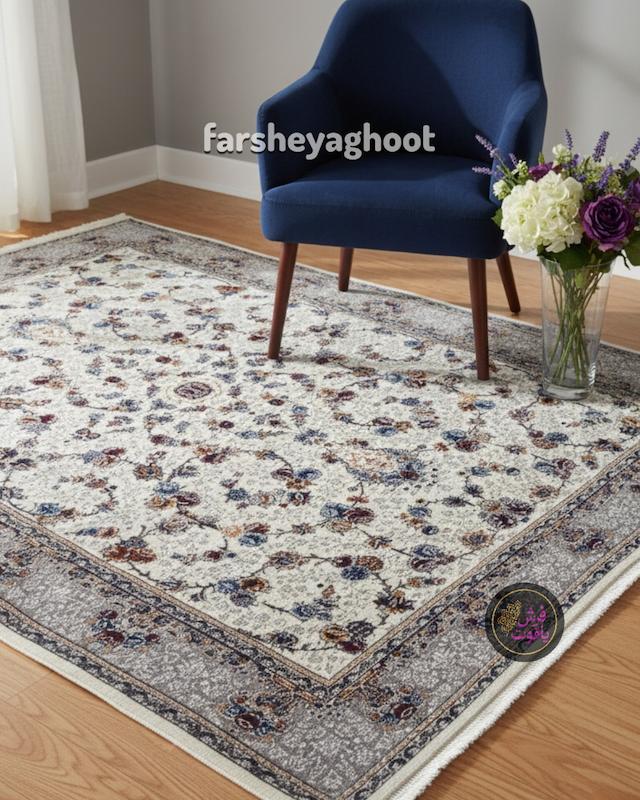 فرش ماشینی زرین 700 شانه کلاسیک رز کرم