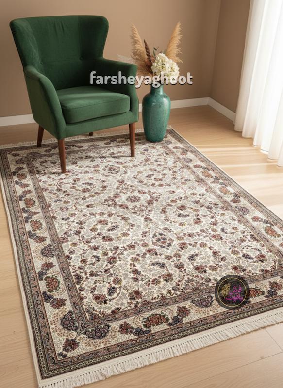 فرش ماشینی زرین 700 شانه کلاسیک شاهان کرم 