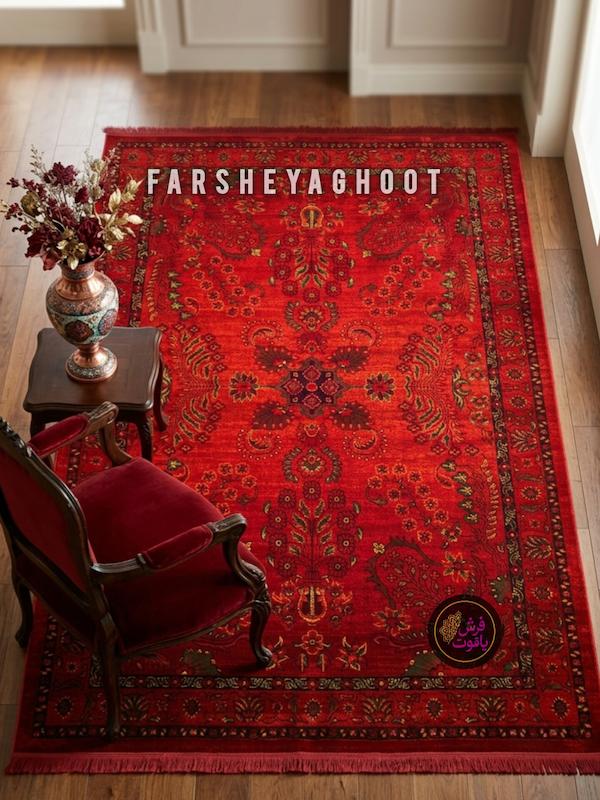 فرش ماشینی نقش کهن 500 شانه هرمس 6002 لاکی