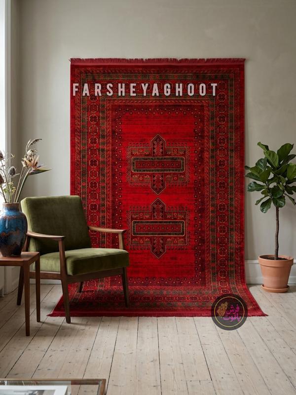 فرش ماشینی نقش کهن 500 شانه هرمس 6041 لاکی