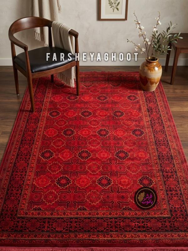 فرش ماشینی نقش کهن 500 شانه هرمس 6056 لاکی