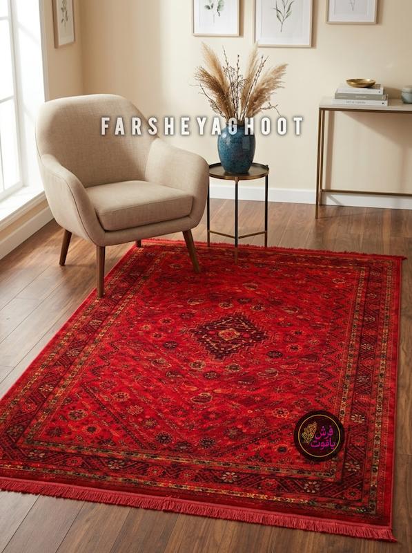 فرش ماشینی نقش کهن 500 شانه هرمس 6026 لاکی