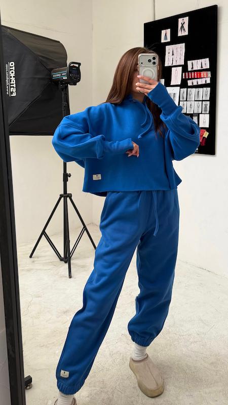 ست هودی کراپ و جاگر کاربنی 