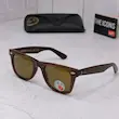 ⭐ ریبن ویفرر 2140 سایز 50 عدسی شیشه پلاریزه آنتی رفلکس RAYBAN WAYFARER رنگ قهوه ای (فول پک)