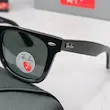 ⭐ ریبن ویفرر 2140 سایز 50 عدسی شیشه پلاریزه آنتی رفلکس RAYBAN WAYFARER رنگ مشکی (فول پک)