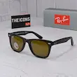 ⭐ ریبن ویفرر 2140 سایز 52 عدسی شیشه پلاریزه آنتی رفلکس RAYBAN WAYFARER رنگ قهوه ای (فول پک)