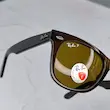 ⭐ ریبن ویفرر 2140 سایز 52 عدسی شیشه پلاریزه آنتی رفلکس RAYBAN WAYFARER رنگ قهوه ای (فول پک)