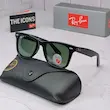 ⭐ ریبن ویفرر 2140 سایز 52 عدسی شیشه پلاریزه آنتی رفلکس RAYBAN WAYFARER رنگ مشکی عدسی سبز (فول پک)