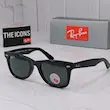 ⭐ ریبن ویفرر 2140 سایز 52 عدسی شیشه پلاریزه آنتی رفلکس RAYBAN WAYFARER رنگ مشکی  (فول پک)
