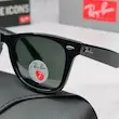 ⭐ ریبن ویفرر 2140 سایز 52 عدسی شیشه پلاریزه آنتی رفلکس RAYBAN WAYFARER رنگ مشکی  (فول پک)